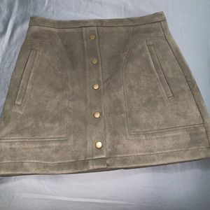 Army green skirt with gold buttons